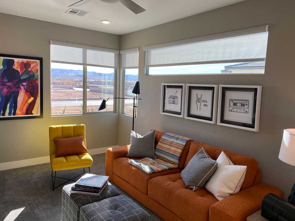Roller Shades in Family Room
